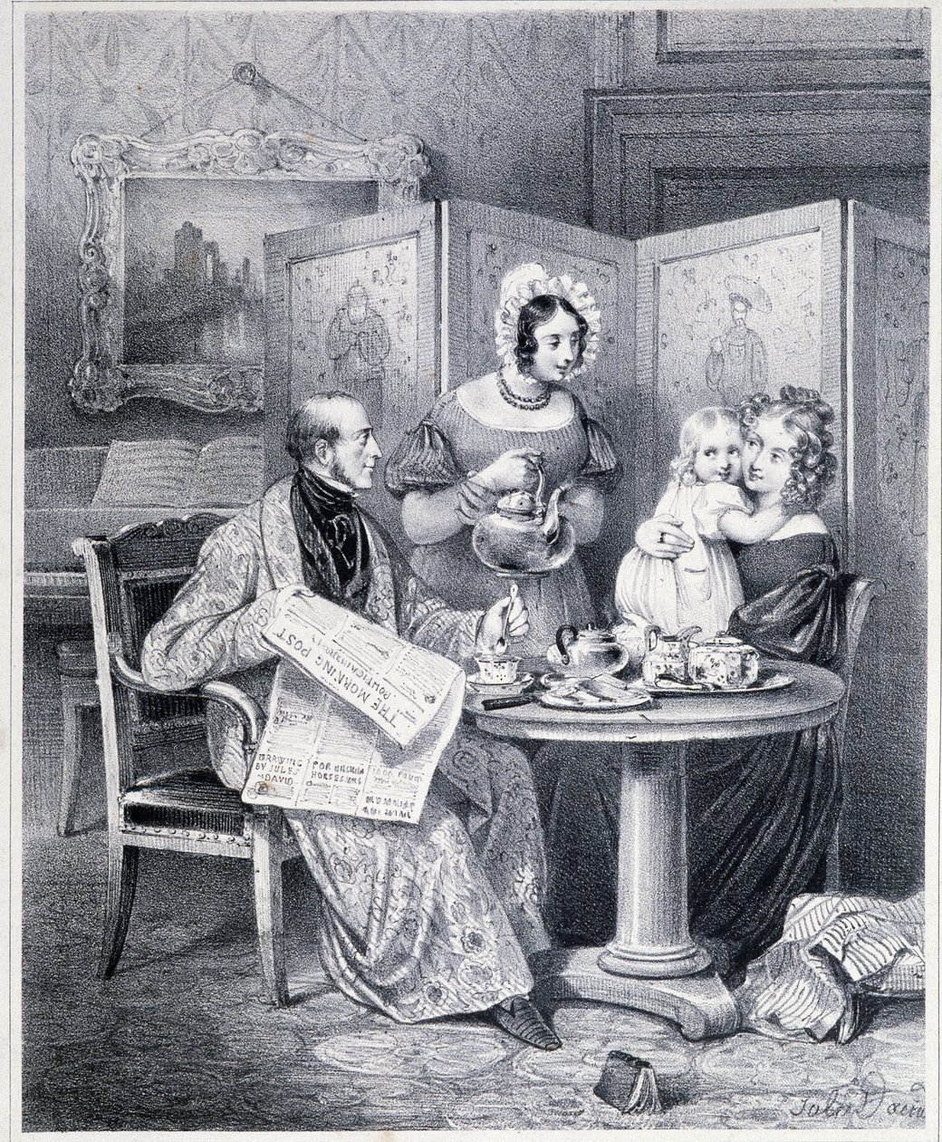 Couple anglais prenant le thé - XIXe siècle - Unknown artist