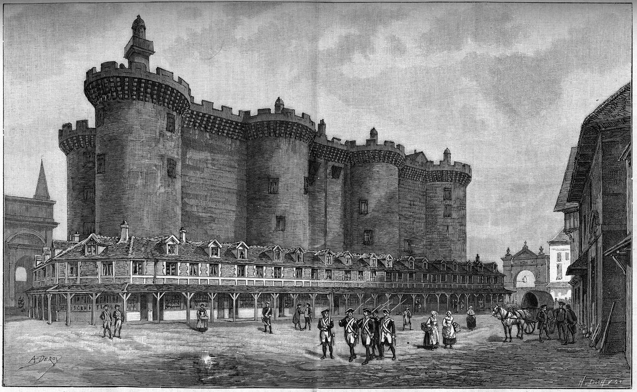 Gravure représentant le quartier de la Bastille, avec la prison, en 1788. - Unknown artist