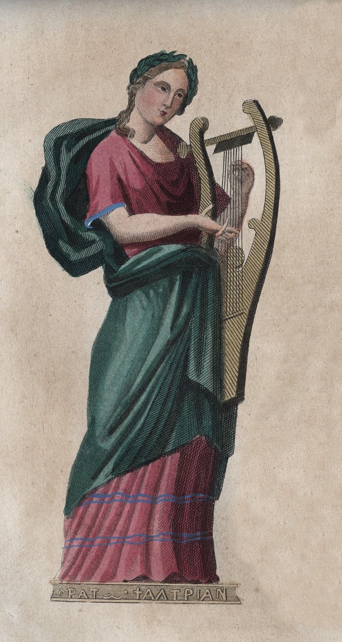 Érato, muse du chant et de la poésie - gravure de « Usi e Costumi di Tutti i Popoli dell