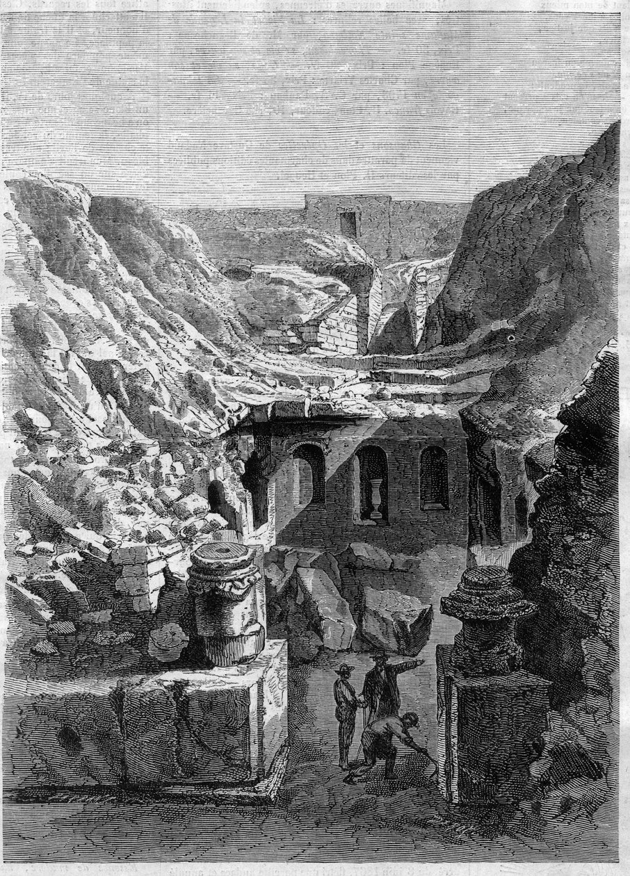 Fouilles faites à Senlis en 1868 - découverte des arènes romaines autour de la ville - Gravure de 1868 - Unknown artist