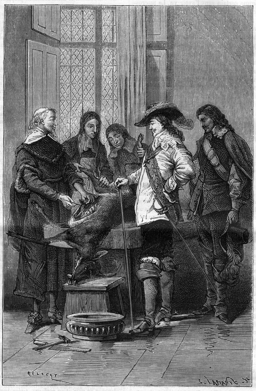 Expérience de William Harvey (1578-1657), médecin anglais montrant à Charles Ier Stuart (1600-1649) roi d