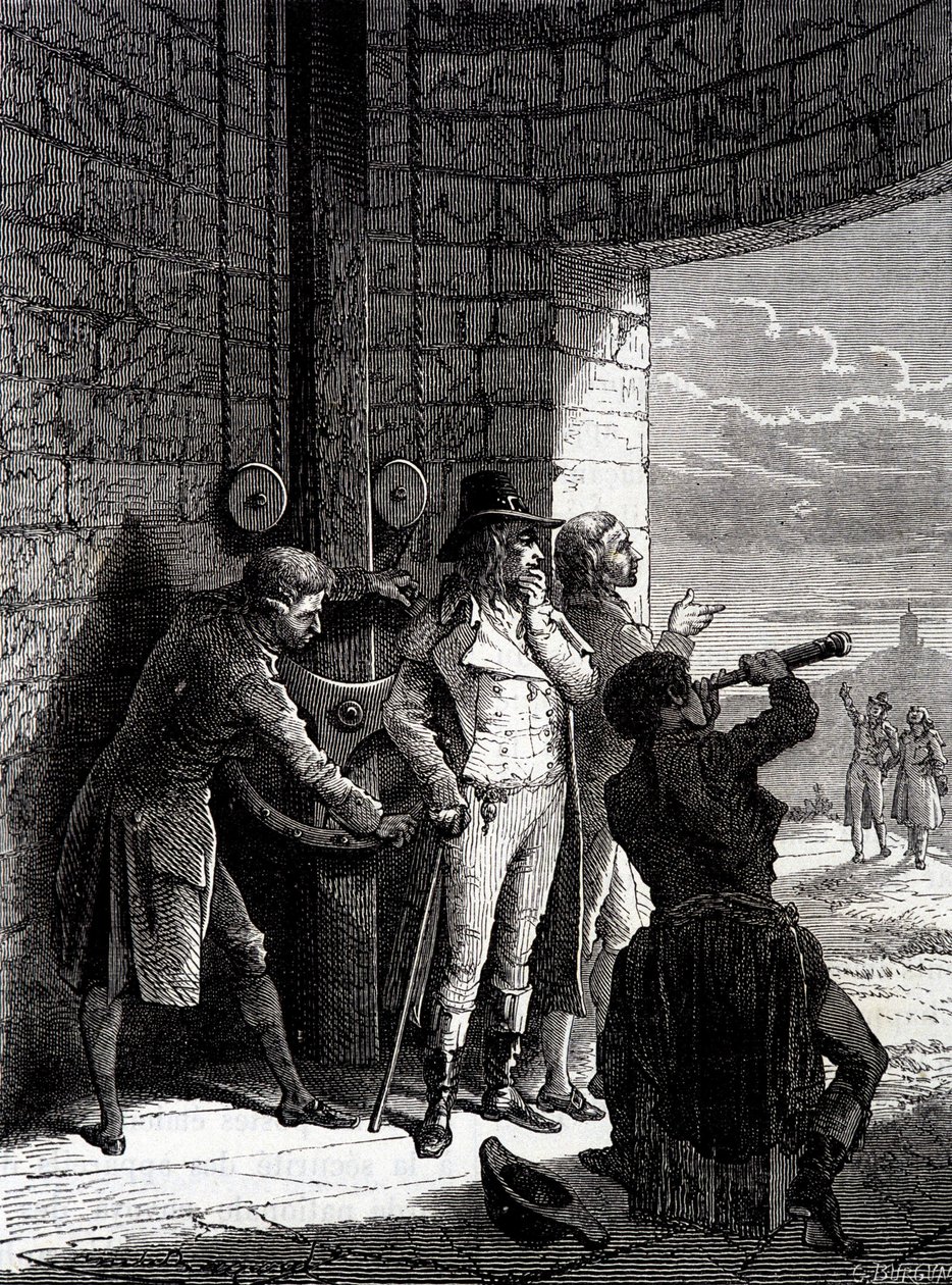 Expérience du télégraphe Chappe réalisée le 12 juillet 1793, de Ménilmontant à Saint-Martin-du-Tertre devant les commissaires de la Convention - dans « Les merveilles de l