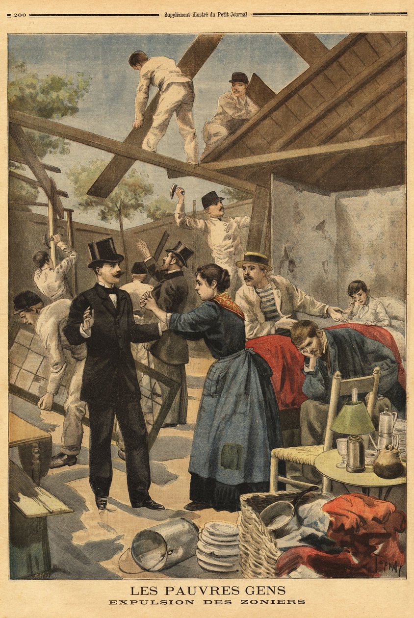 Expulsion et élément des baraquements installés sur la zone militaire à la porte de Gentilly - Unknown artist