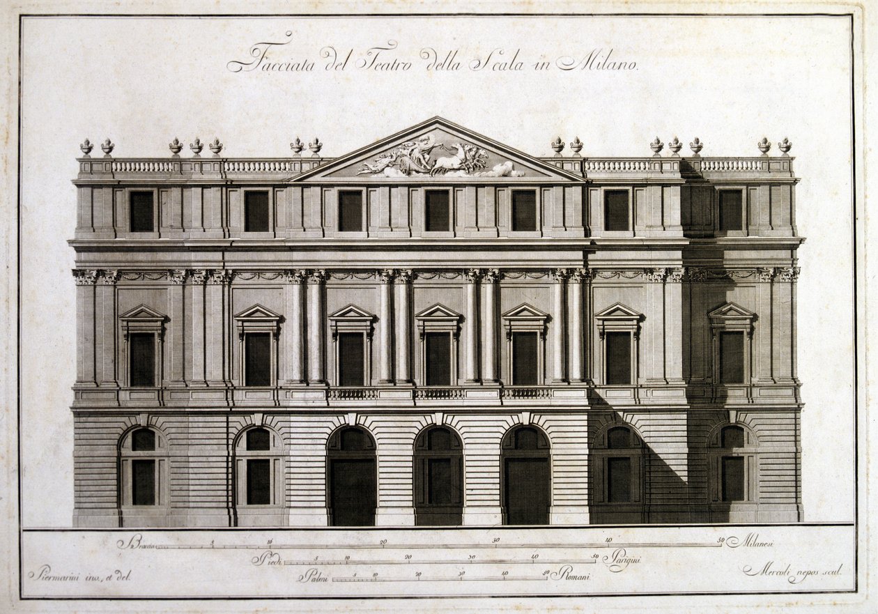 Façade du théâtre alla Scala à Milan. - Unknown artist