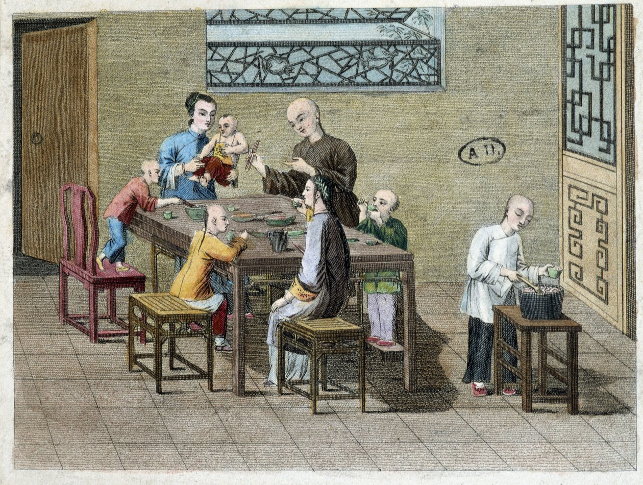 Repas de famille en Chine au XIXe siècle - Unknown artist