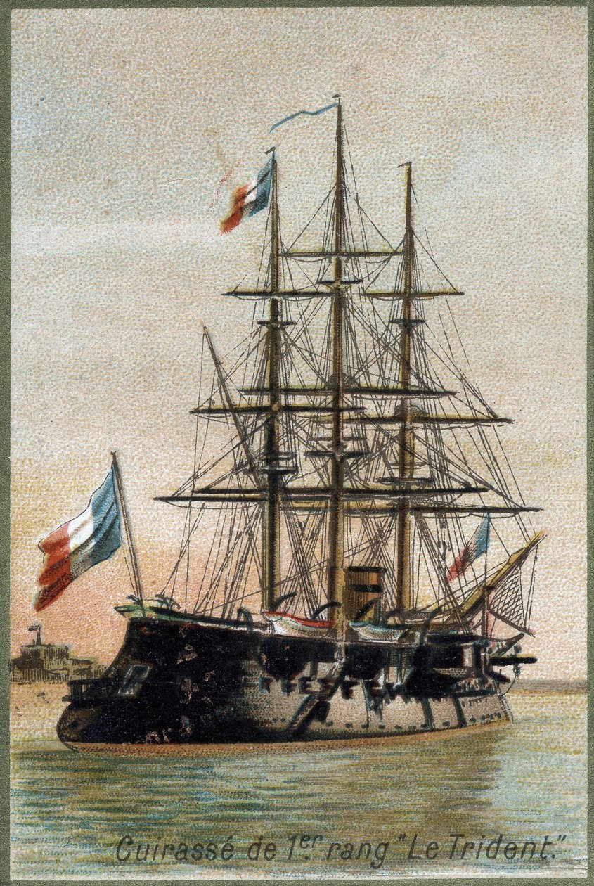 Vaisseau de premier rang « Le Trident ». vers 1890. Chromolithographie du XIXe siècle. - Unknown artist