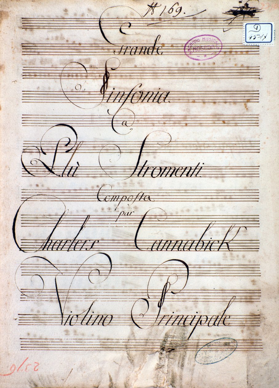 Première page de la partition musicale de la Grande Symphonie (Op. 8) par Carl August Cannabich - Unknown artist