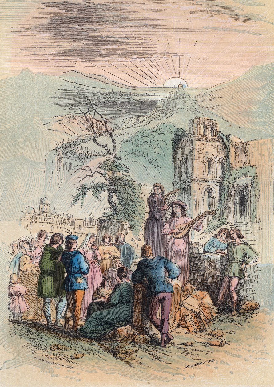 La France au Moyen Âge : trouver des personnes enthousiastes pour participer à la croisade. Gravure de 1868 dans "Histoire de Belgique depuis les temps primitifs jusqu