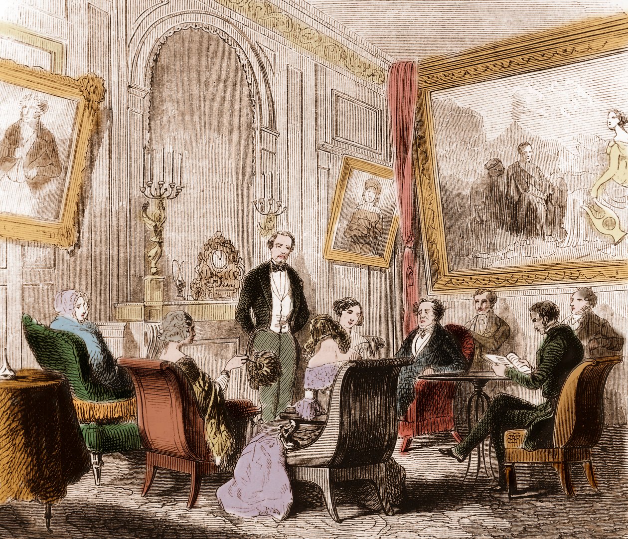 François René de Chateaubriand (1768-1848), écrivain et homme politique français, lisant les « Mémoires d