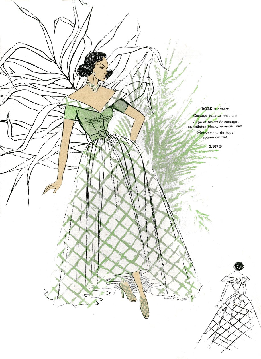 Mode française, conception de robes de danse pour la fin des années 1940. - Unknown artist