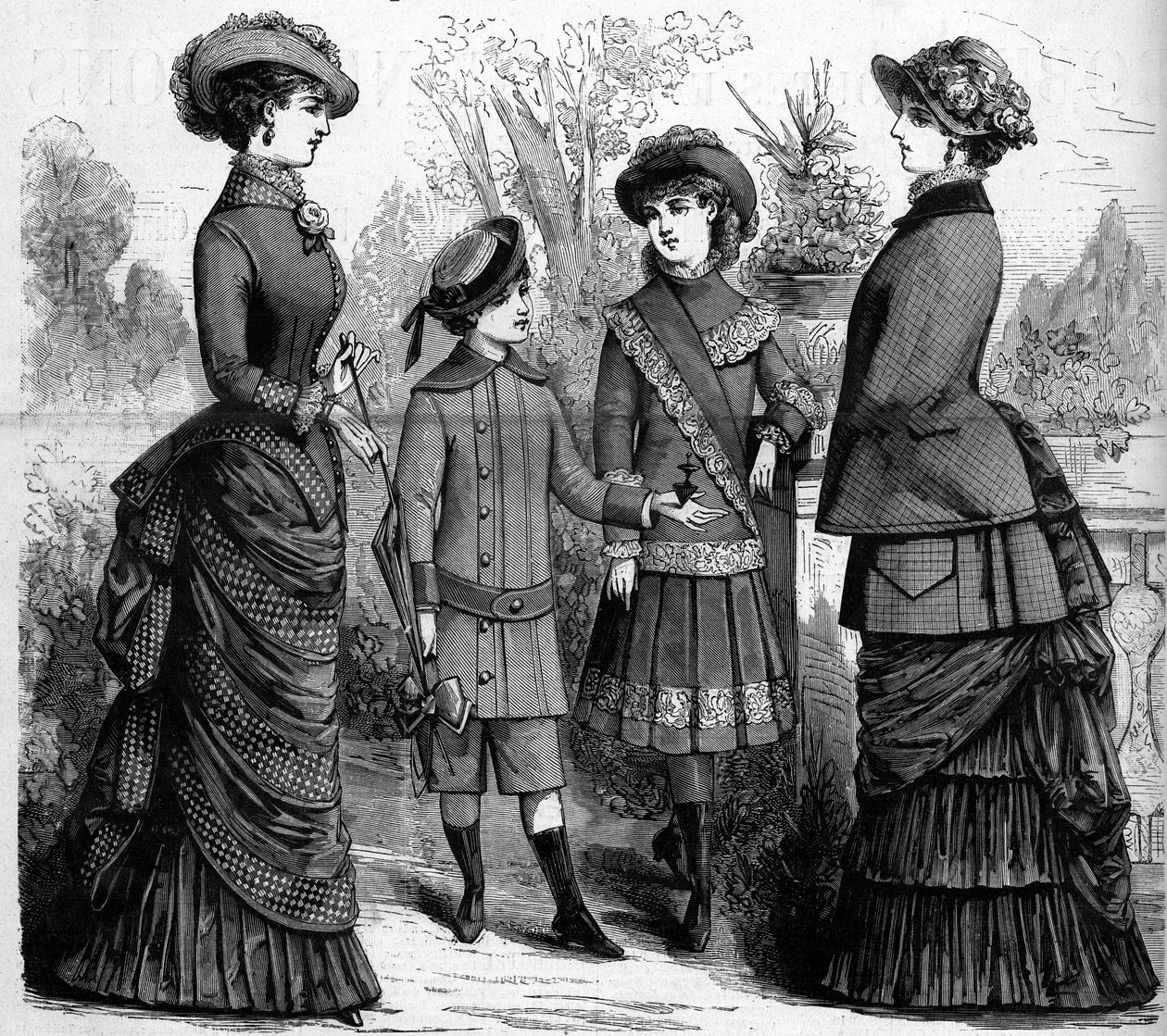 Mode féminine et enfantine française au XIXe siècle. Publicité de 1882. Gravure dans « Le Monde Illustré » n°1302 du 11 mars 1882. - Unknown artist