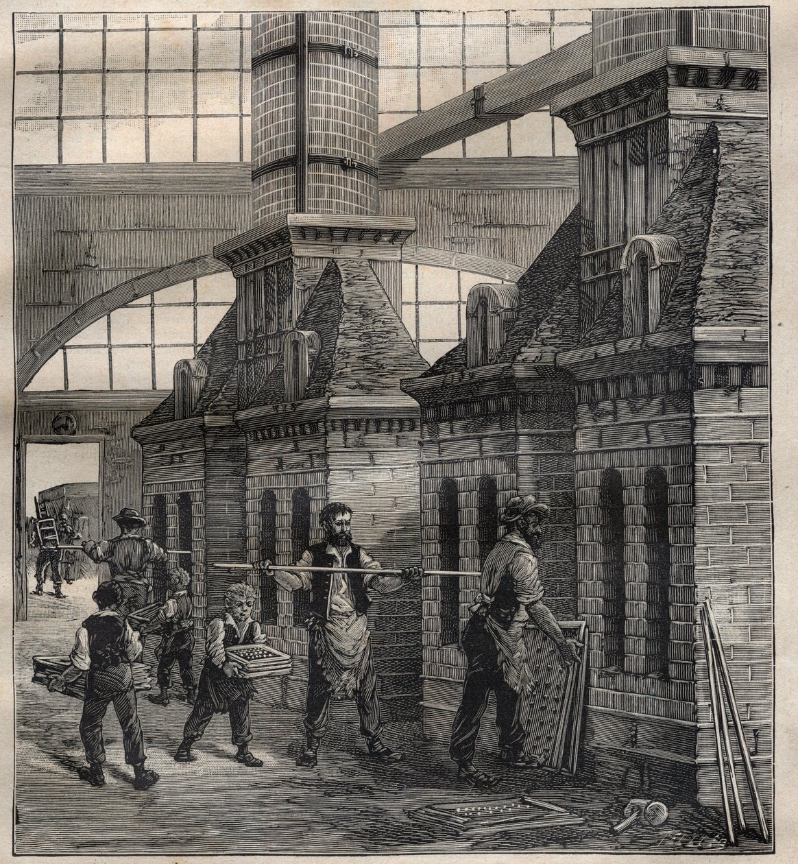 Industries françaises : la fabrication des boutons de porcelaine - Gravure dans « La Science française » - Unknown artist