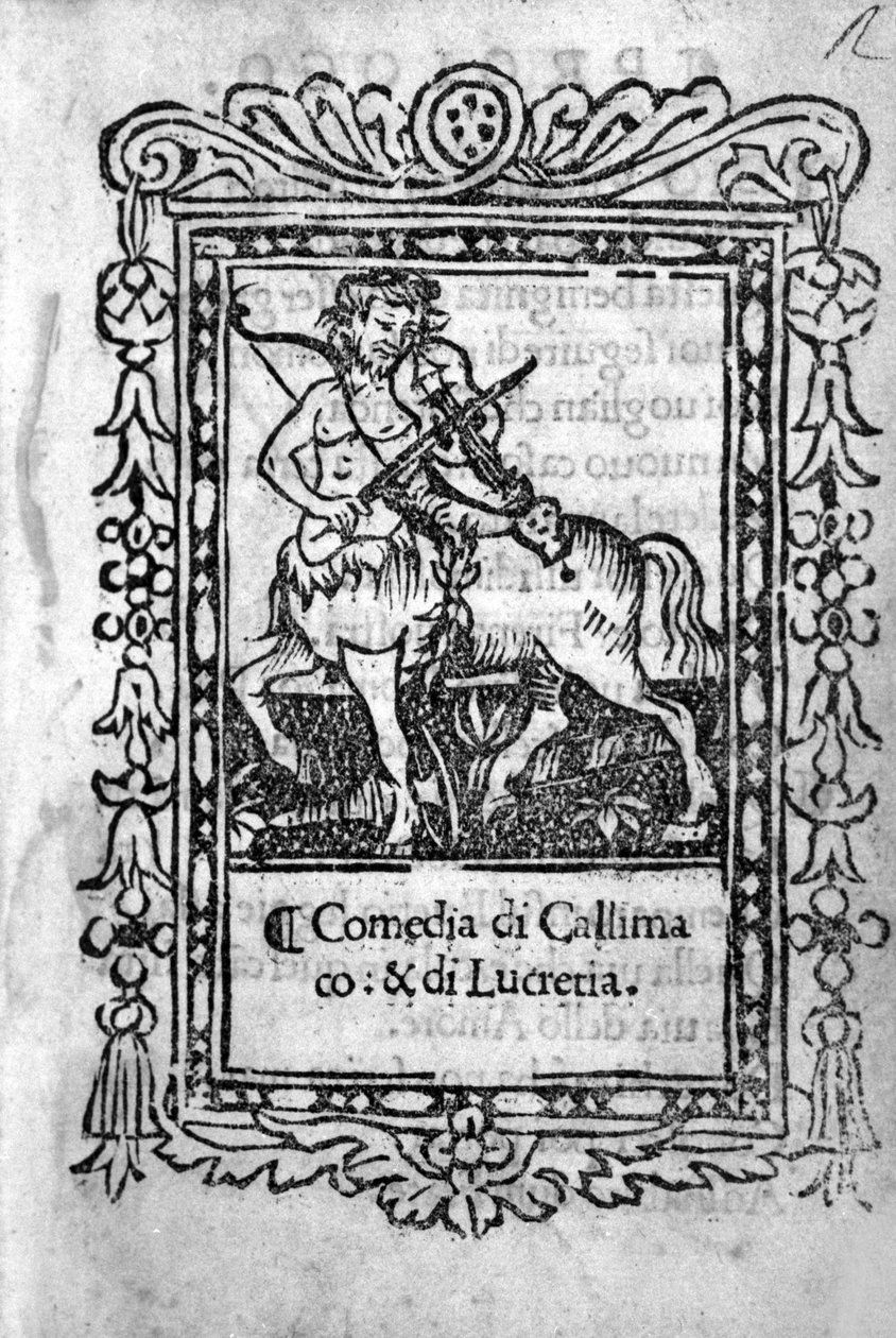 Frontispice de la comédie « La Mandragola » de Niccolo di Bernardo dei Machiavelli (Nicolas Machiavel) - Unknown artist