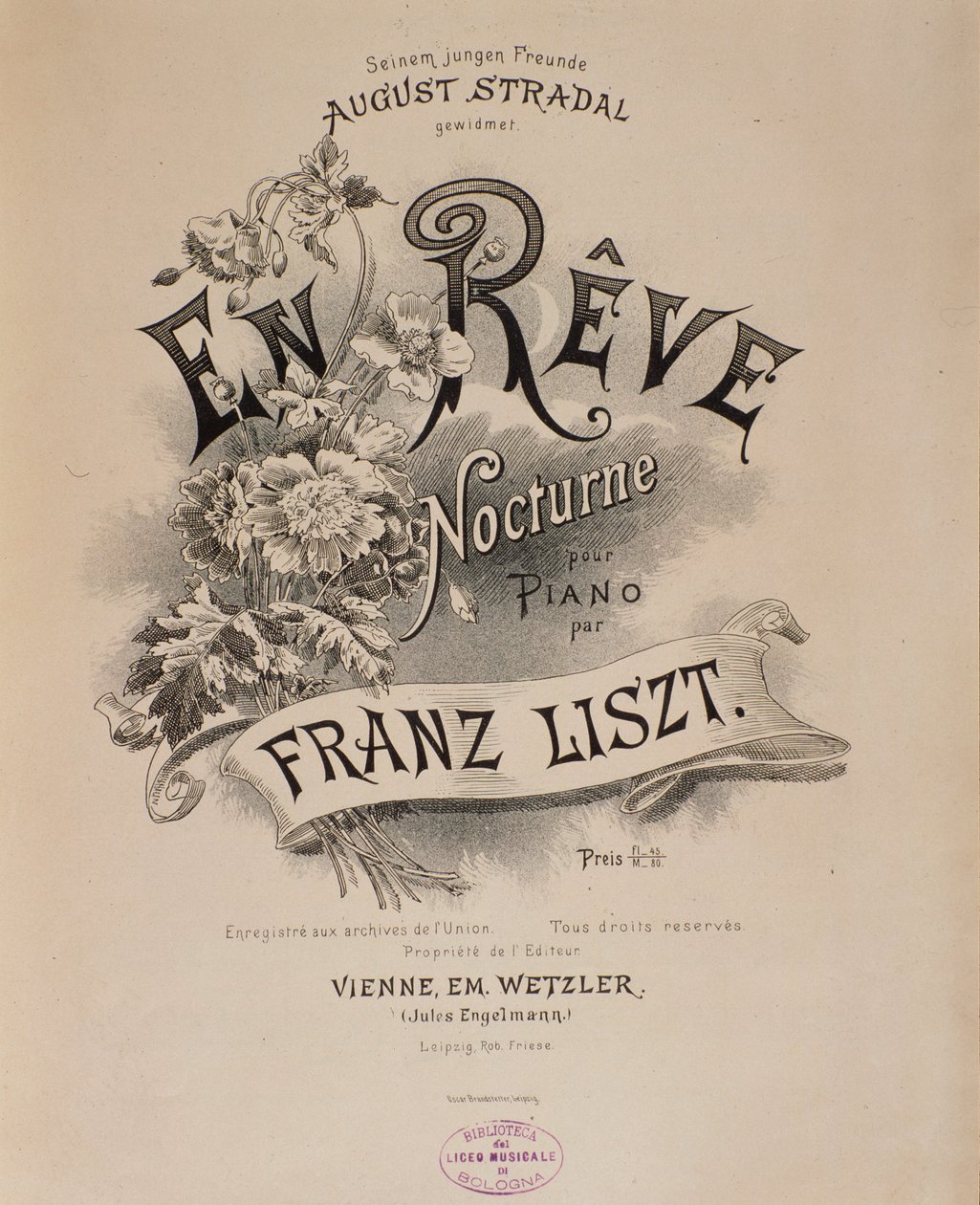 Frontispice de la partition En rêve par Franz Liszt (1811-1886) XIXe siècle Bologne, musée civique de la musique - Unknown artist
