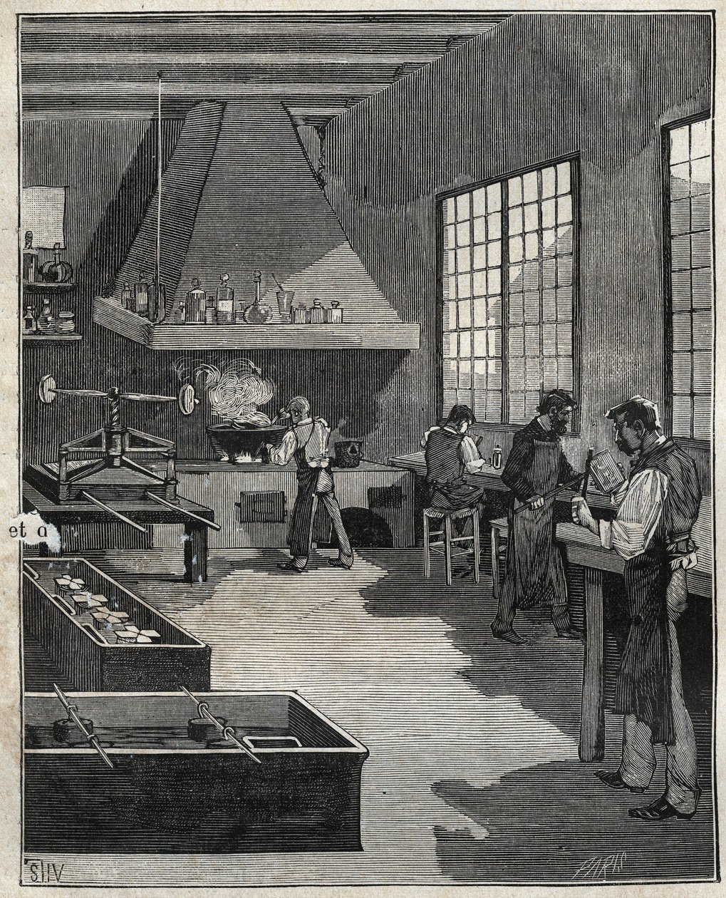 Orfèvrerie galvanique : préparation des moules. Gravure de 1885 dans "Les arts et métiers illustrés" par Adolphe Bitard. - Unknown artist