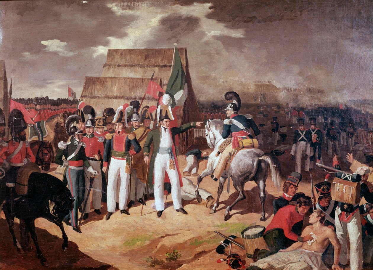 Général Antonio Lopez de Santa Anna (1794-1876) militaire et homme politique mexicain pendant la bataille contre les Espagnols à Tampico - Unknown artist