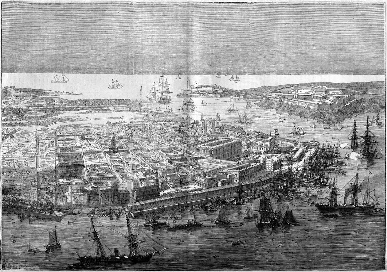 Vue générale de La Havane en 1862 - appareil de la division française commandée par le contre-amiral Jurien de la Gravière - Unknown artist