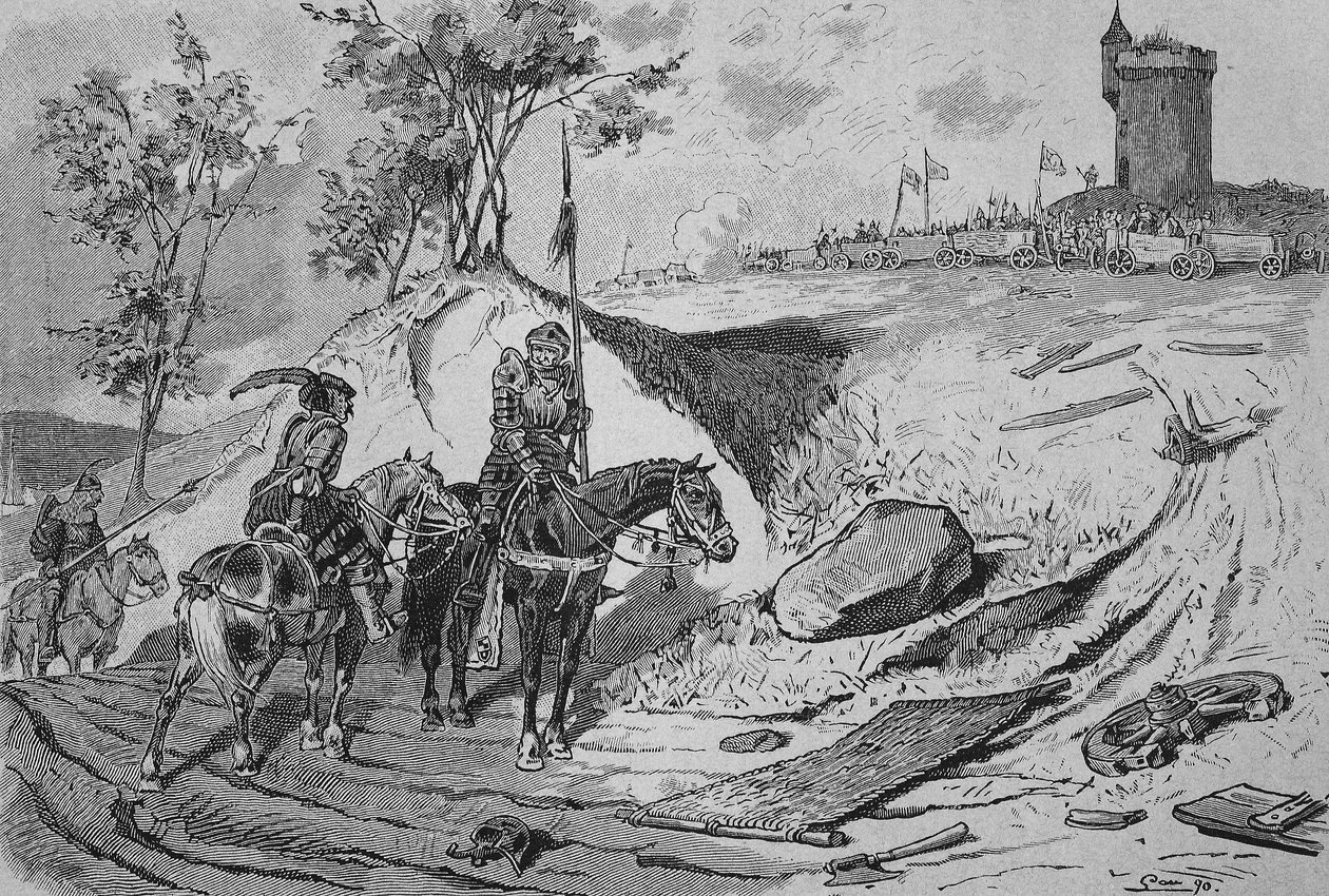 Guerre des paysans allemands (1524-1526) : Chariots de fermiers à Koenigshofen, Allemagne - Unknown artist