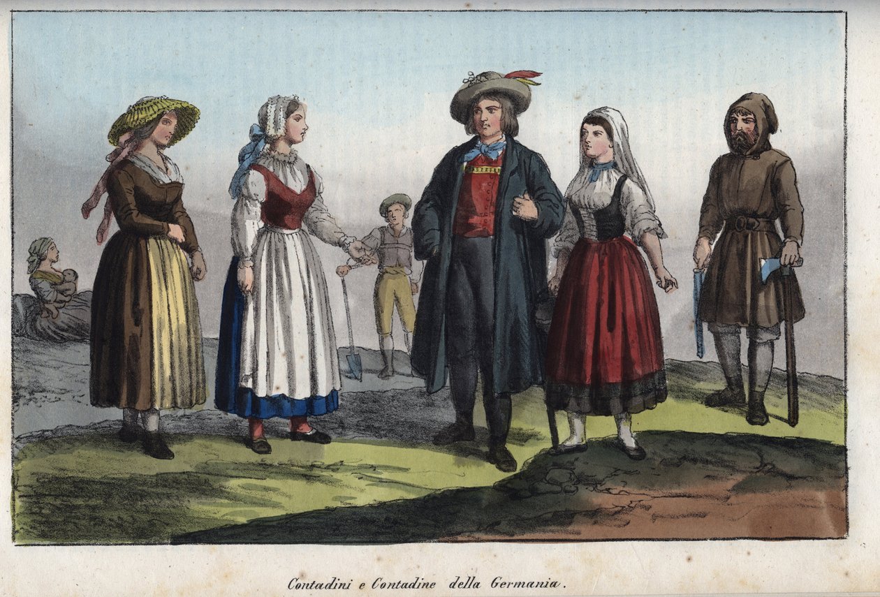 Paysans allemands - gravure de "Usi e Costumi di Tutti i Popoli dell