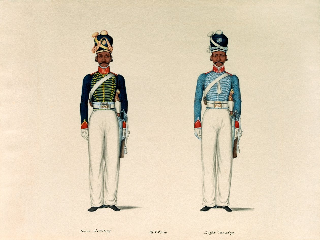 Golundauz, artillerie à cheval de Madras; et Sowar, cavalerie légère de Madras, vers 1835 - Unknown