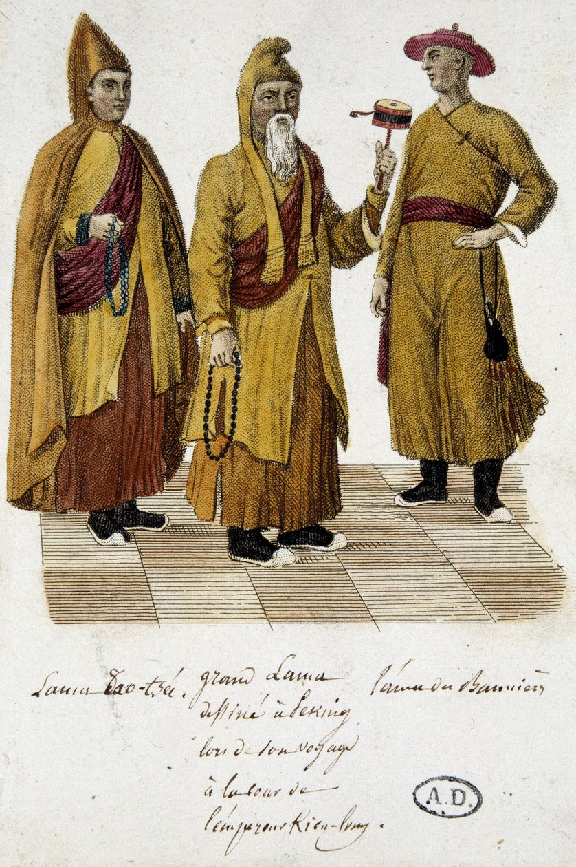 Grand Lama et Lama Lao-Tseu (?) visitant la cour de Pékin - gravure - Unknown artist