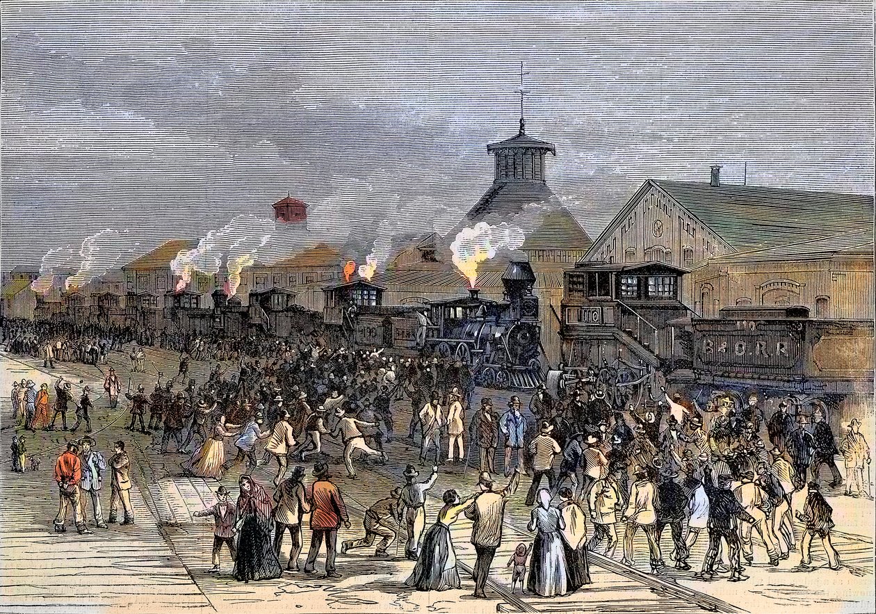 Grande grève des chemins de fer en 1877, Blocus des locomotives à Martinsburg, Virginie-Occidentale - Unknown artist