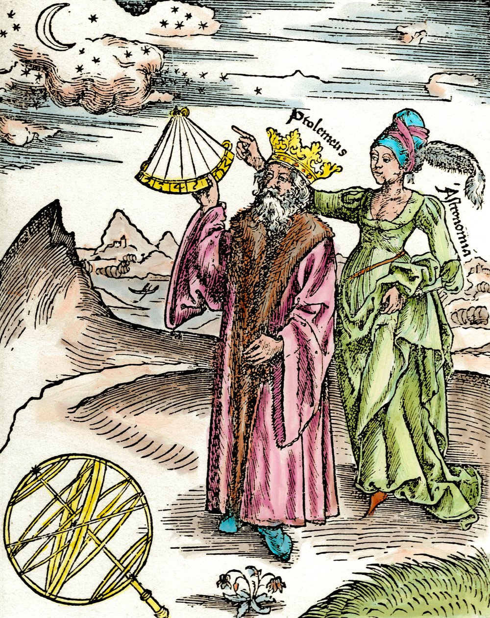 Astronome grec Claude Ptolémée utilisant un sextant - Unknown artist