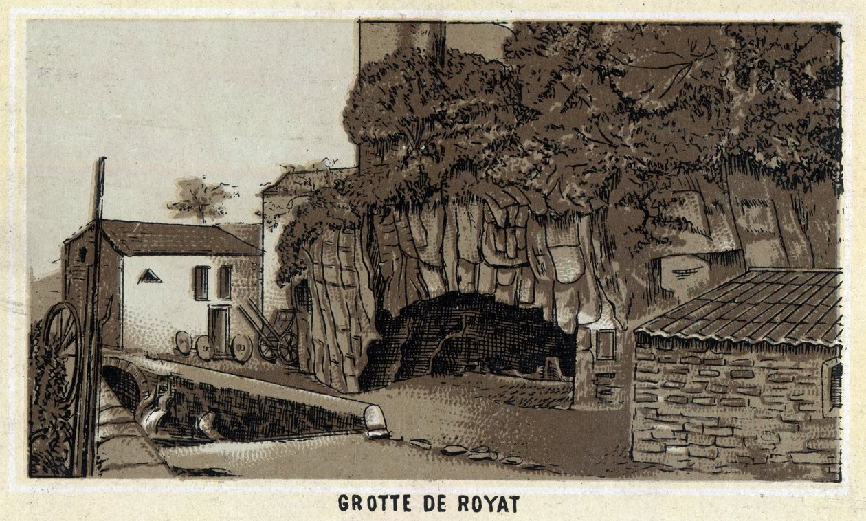 Grotte de Royat (Puy-de-Dôme et la région Auvergne). Chromolithographie de la fin du 19ème siècle - Unknown artist