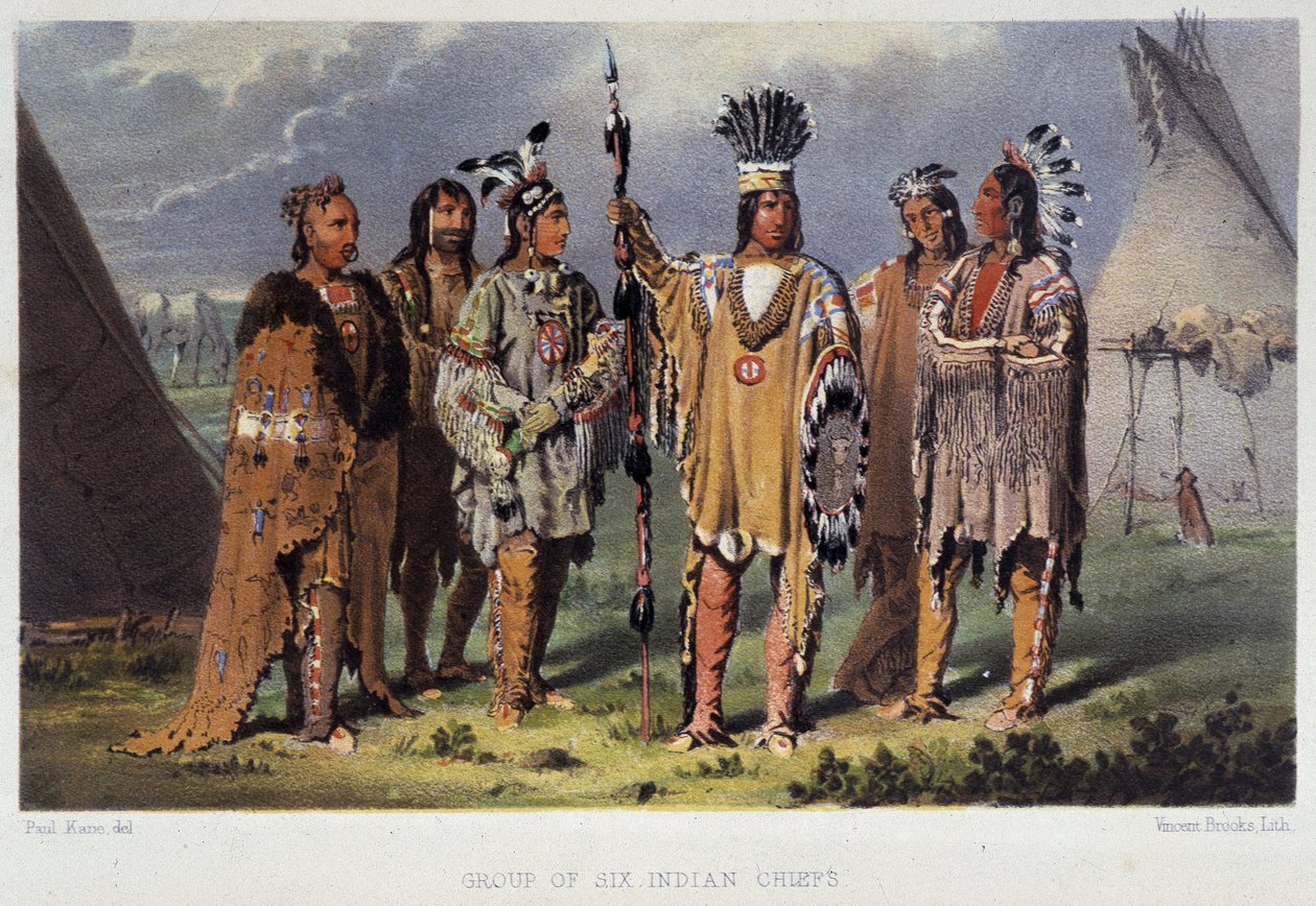 Groupe de six chefs indiens - Unknown artist