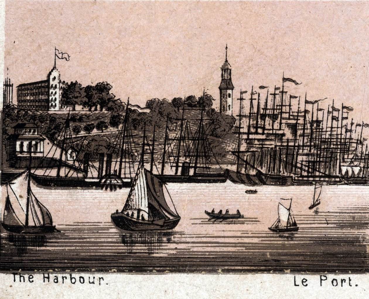 Hambourg, Allemagne : vue du port dans « Le Monde Illustré 168 vues » sans date (fin XIXe siècle) - Unknown artist