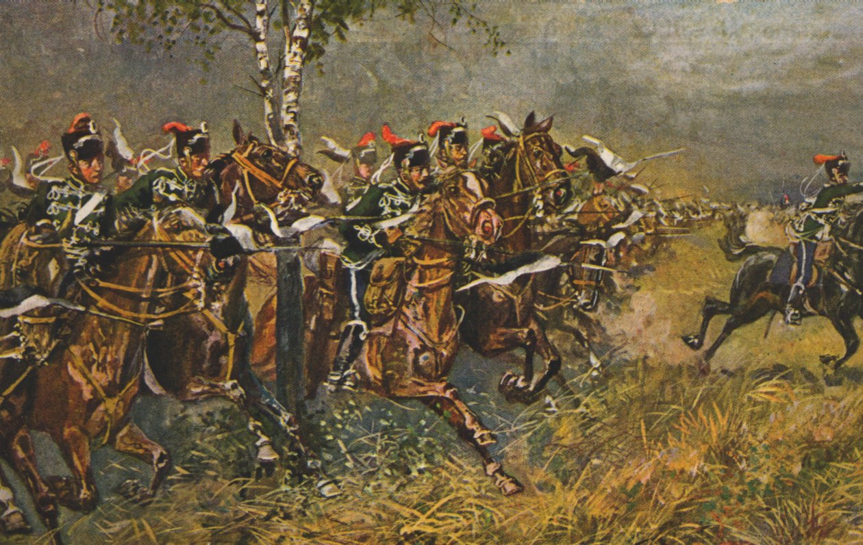 Carte postale historique avec motif de guerre, attaque des troupes prussiennes, Allemagne - Unknown artist