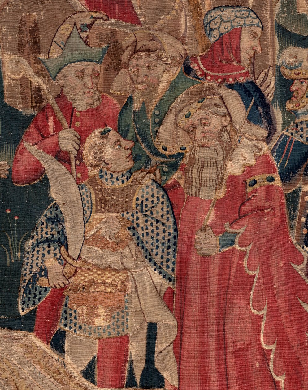 Histoire de Saint Piat et Saint Éleuthère, Scène 12 : La résurrection de la fille du tribun (Comment Jésus-Christ réclama le bon saint et ressuscita par chy la fille de tribun présent son père et le commun). (détail) - Unknown artist