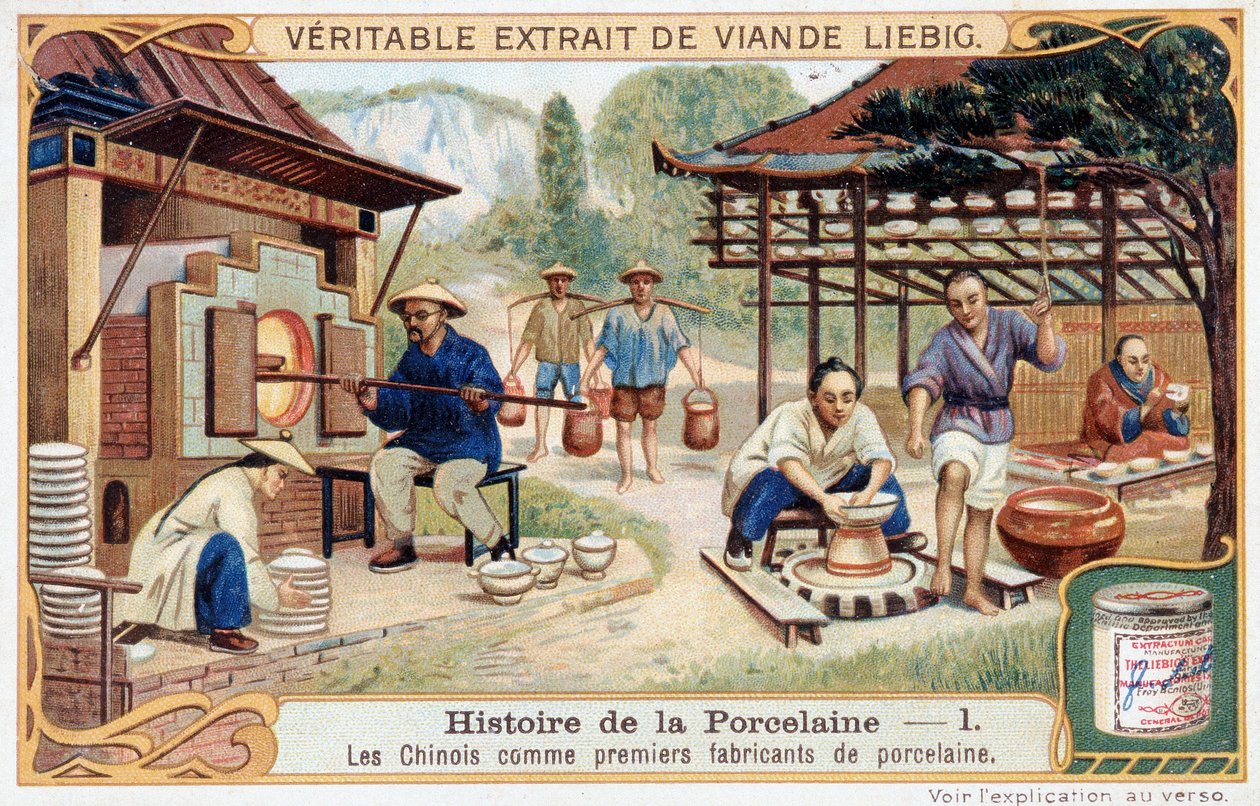 Histoire de la porcelaine : les Chinois comme premiers fabricants de porcelaine - chromolithographie Liebig - Unknown artist