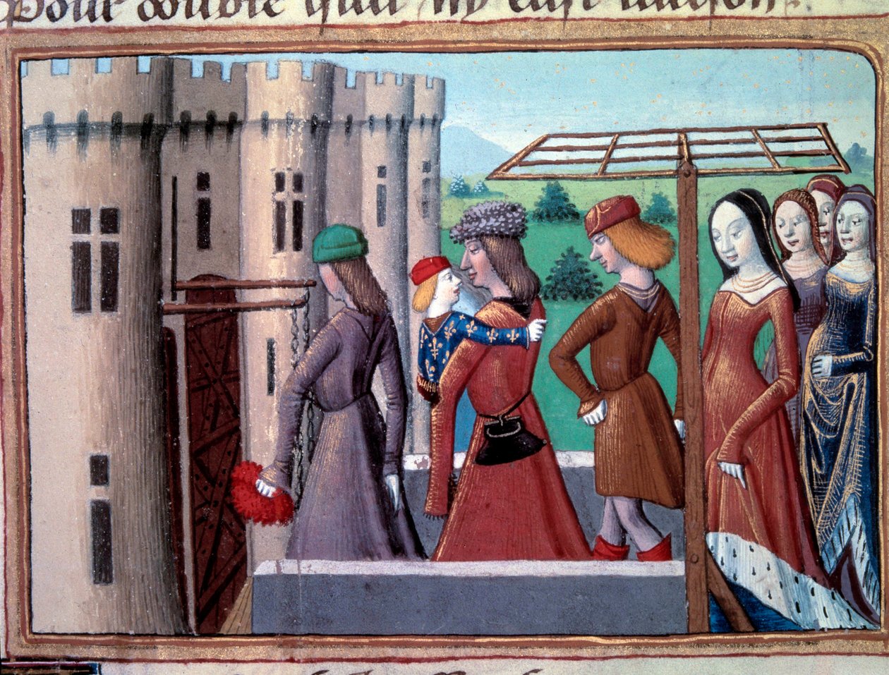 Guerre de Cent Ans : le dauphin et futur roi Charles VII retourne à Paris après avoir fui à Bourges lors de la guerre civile entre Armagnacs et Bourguignons en juin 1418. Miniature des « Vigilles du roi Charles VII » de Martial d