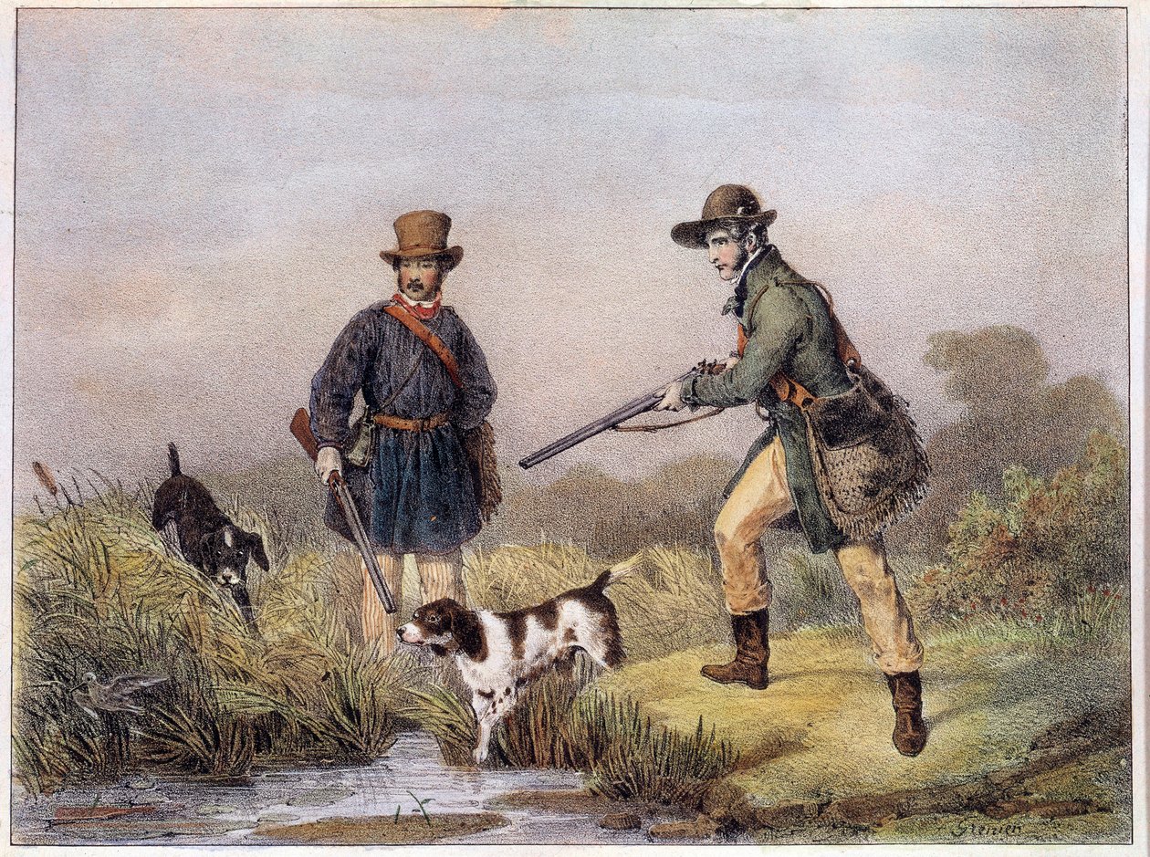Chasseurs dans les marais. Estampes du 19e siècle Gien, musée de la chasse - Unknown artist