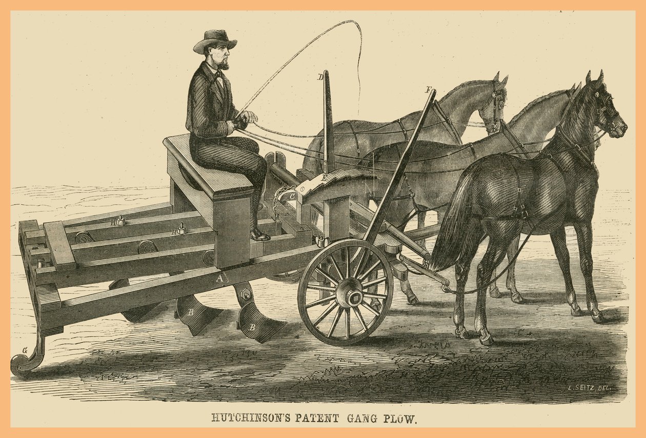 Hutchinson Patent Gang Plow - Unknown Artist