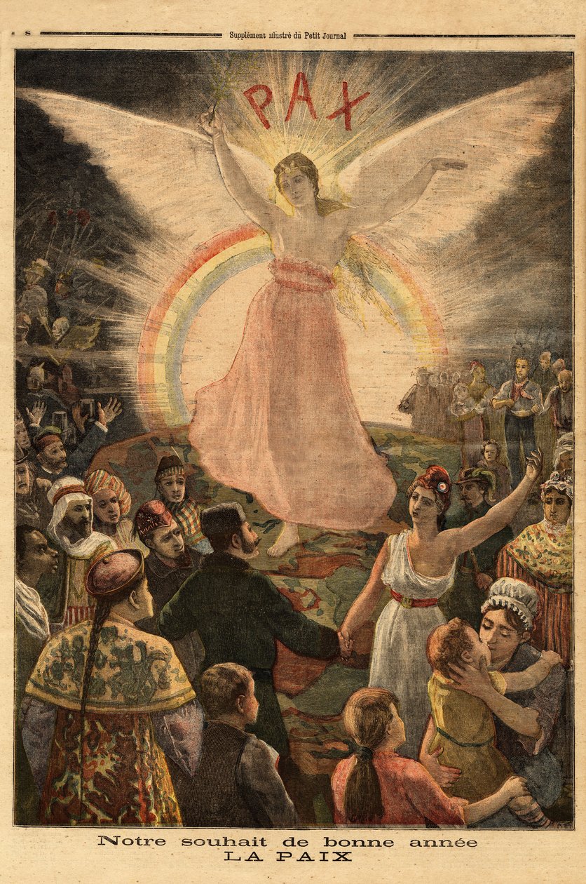 Illustration pour les vœux du Nouvel An 1894, paix pour toutes les nations. Gravure dans 