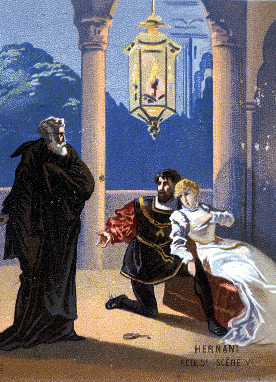 Illustration de « Ernani » par le compositeur italien Giuseppe Verdi (1813 - 1901), acte V, scène 6, opéra créé en 1844 d