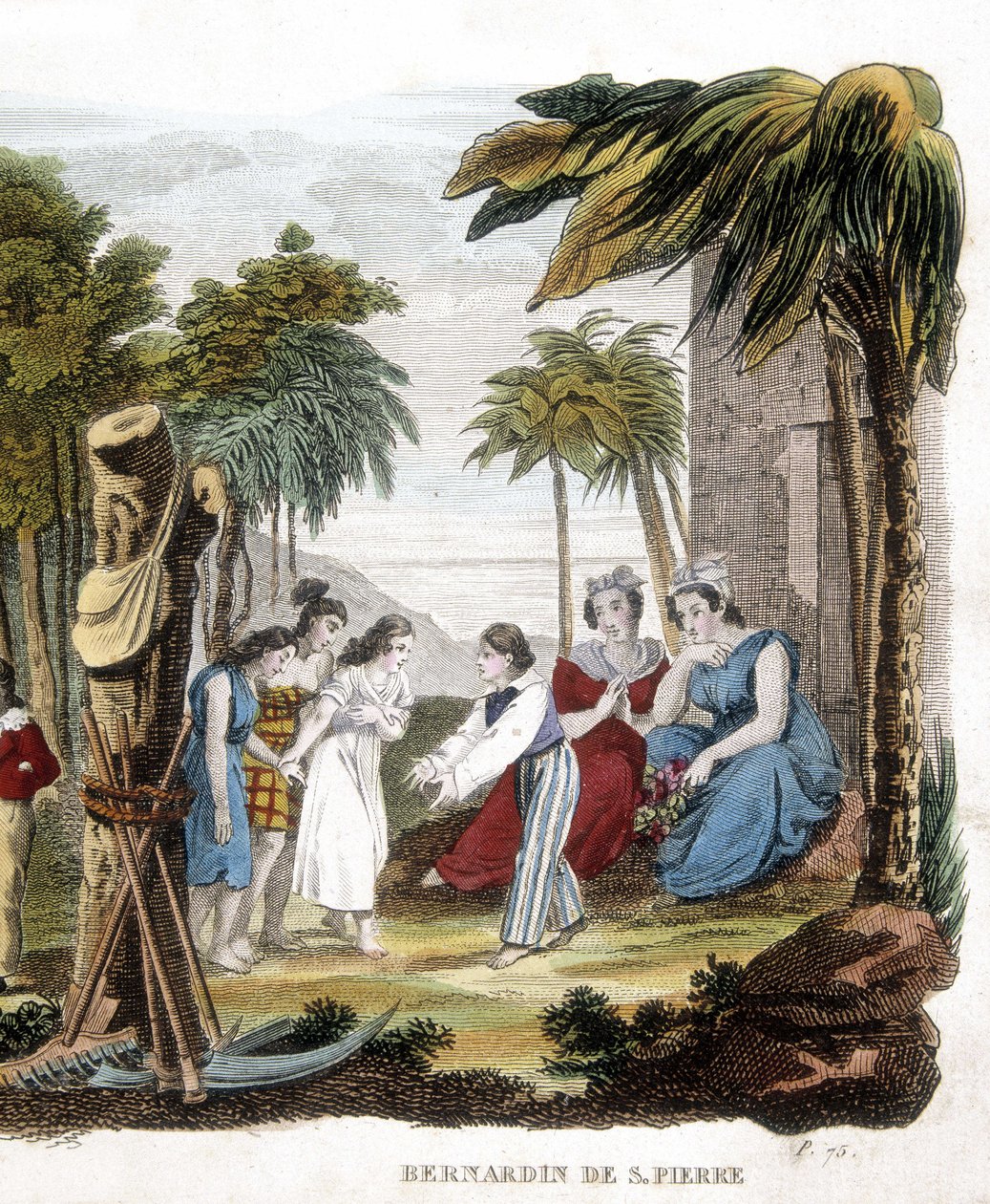 Illustration de « Paul et Virginie » par Bernardin de Saint Pierre. Gravure du 19ème siècle - Unknown artist