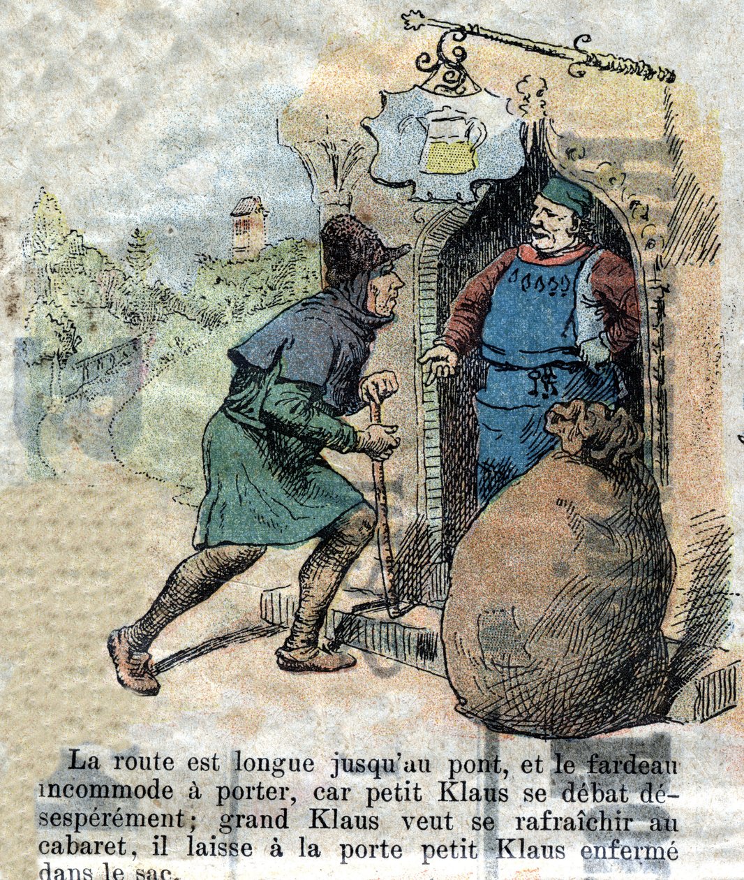 Illustration de la fin du XIXe siècle pour le conte de Hans Christian Andersen (1805-1875) « Grand Claus et Petit Claus ». Collection privée. - Unknown artist