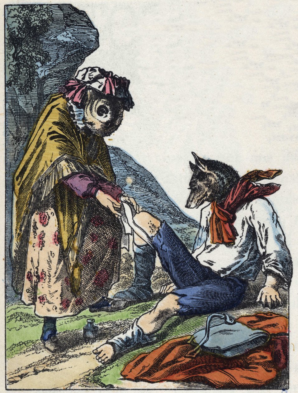 Illustration du conte "Bonne Maman Mouton". Dans "Contes de la maison pour les petits". Gravure anonyme du 19ème siècle - Unknown artist