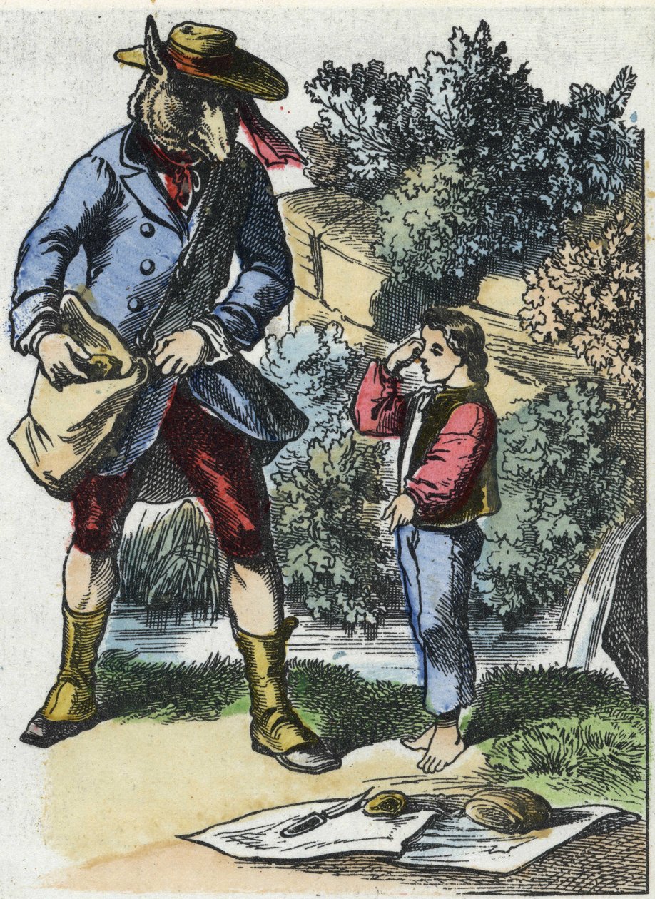 Illustration du conte "Bonne Maman Mouton". Dans "Contes de la maison pour les petits". Gravure anonyme du XIXe siècle. - Unknown artist