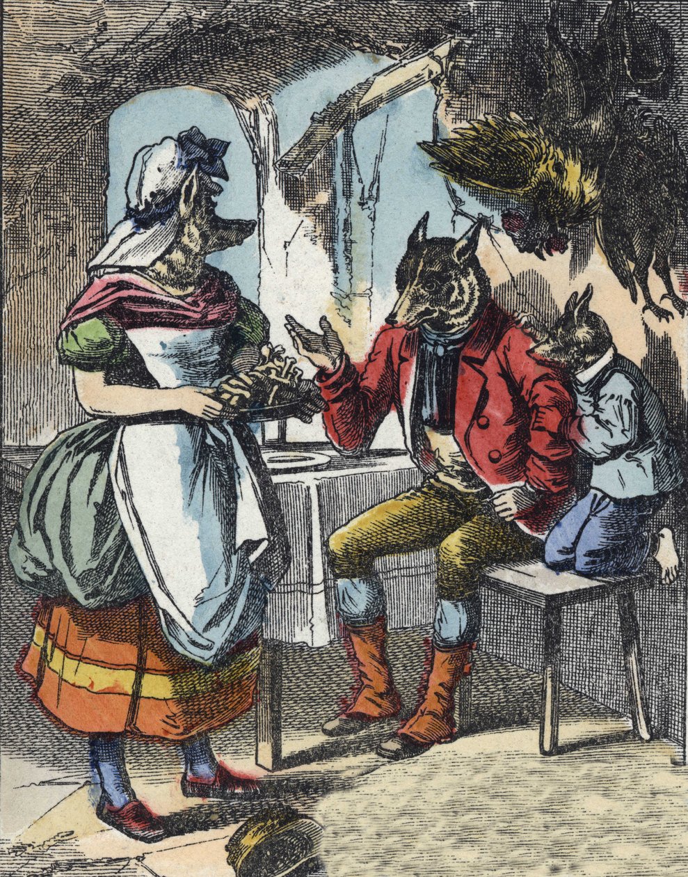 Illustration du conte « Bonne Maman Mouton ». Dans « Contes de la maison pour les petits ». Gravure anonyme du XIXe siècle - Unknown artist