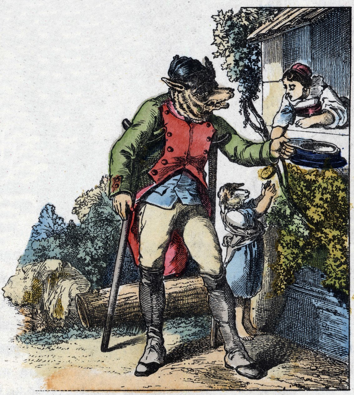 Illustration du conte « Bonne Maman Mouton ». Dans « Contes de la maison pour les petits ». Gravure anonyme du XIXe siècle - Unknown artist