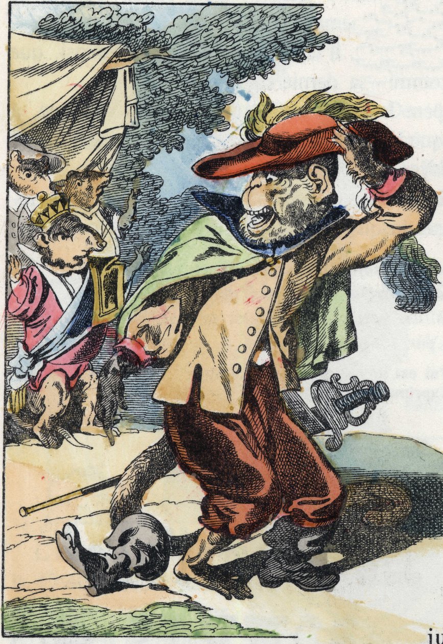 Illustration du conte « Le terrible Raminagrobis et les souris ». Dans « Contes de la maison pour les petits ». Gravure anonyme du XIXe siècle - Unknown artist