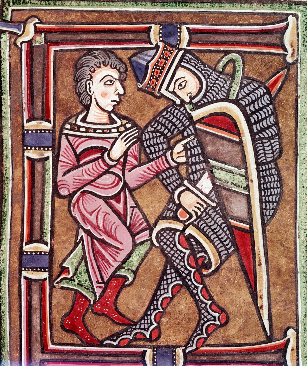 Lettre initiale E avec David et Urie, époux de Bethsabée (miniature) - Unknown artist