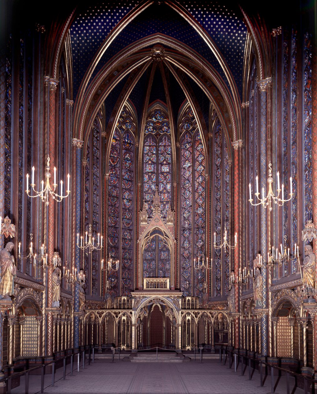 Vue intérieure de la Sainte Chapelle de Paris : Haute Chapelle, Architecture - Unknown artist