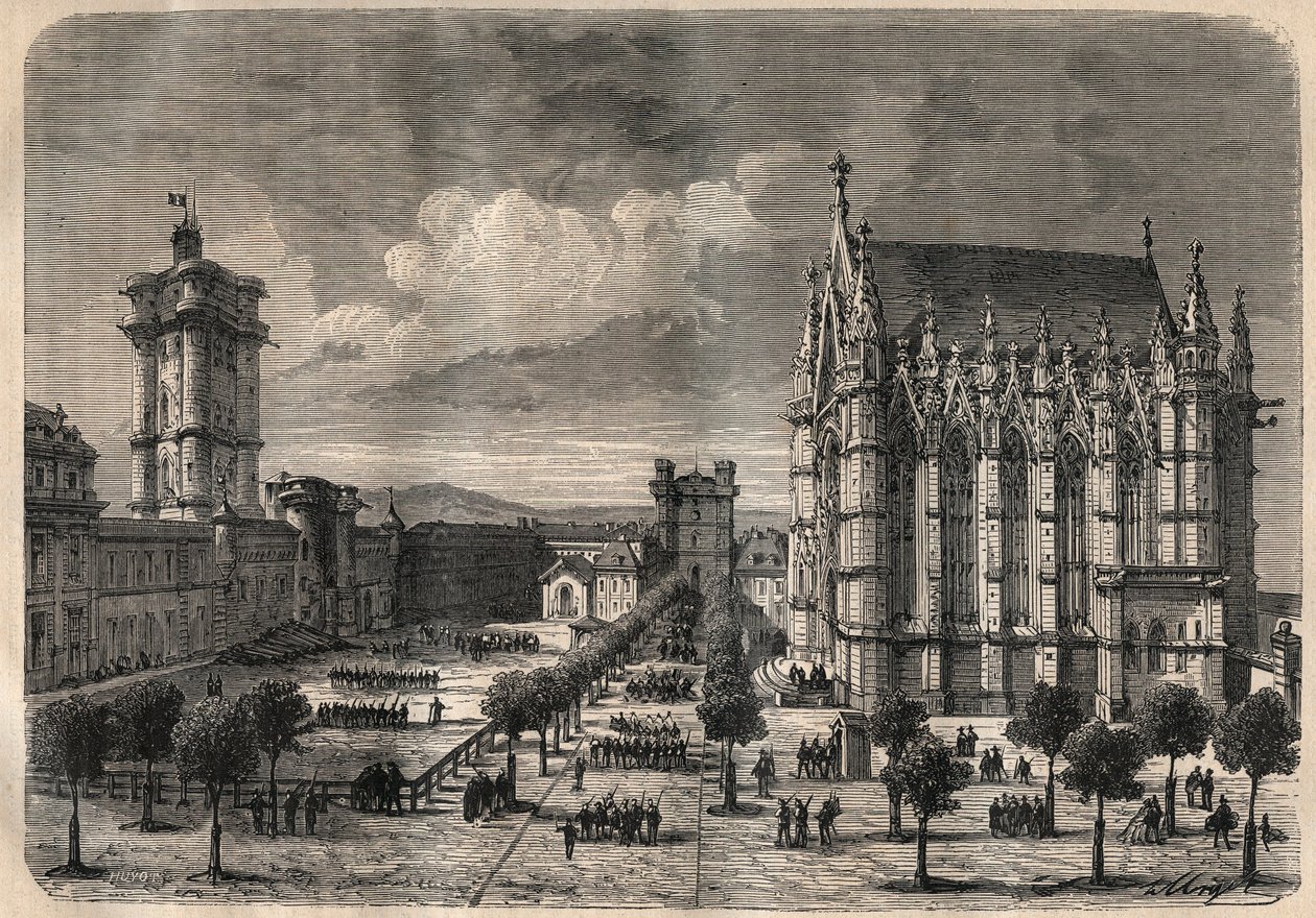 Vue intérieure du château de Vincennes au XIXe siècle - gravure de 1875 - Unknown artist