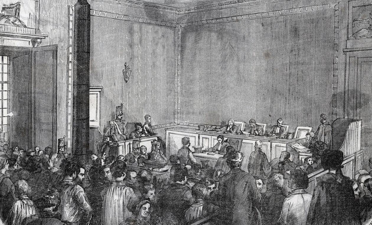 Vue intérieure de la police correctionnelle, 6e chambre à Paris au XIXe siècle - Gravure dans « Tableau-de-Paris » par Edmond Texier - Unknown artist