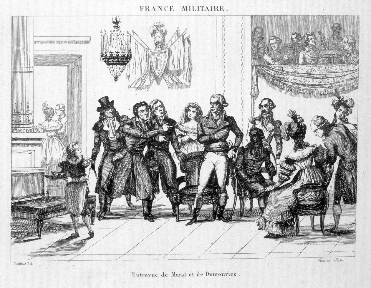Entrevue de Joachim Murat (1767-1815) et Dumouriez (1739 - 1823) - Gravure du 19e siècle - Unknown artist